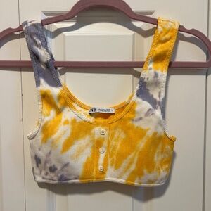 Zara tie dye ribbed cropped bra top